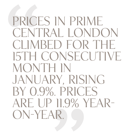 Prices in Prime Central London climbed January 2012